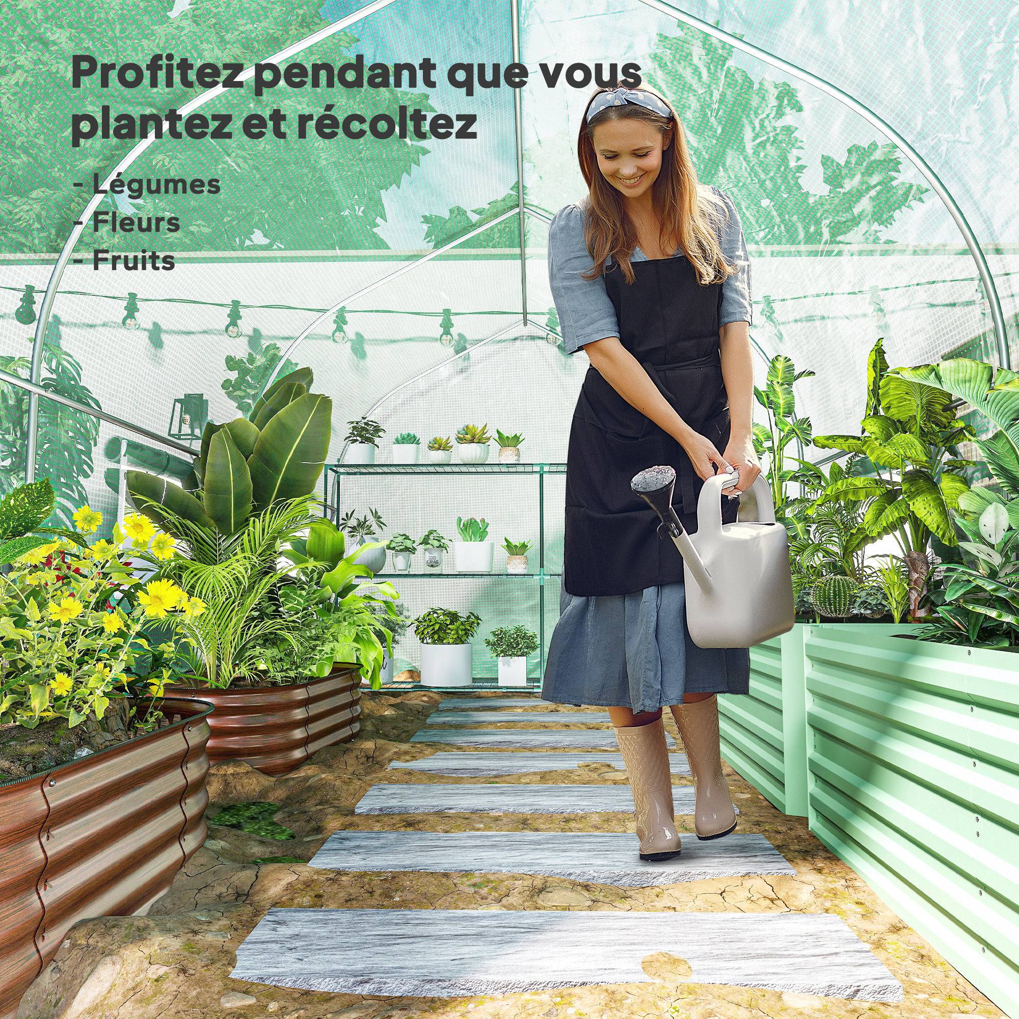 ComfortXL - Serre tunnel de jardin PE 140 g/m² 400 x 200 x 200 cm verte pour potager 8 m² - ComfortXL Outdoor Living - Image 9