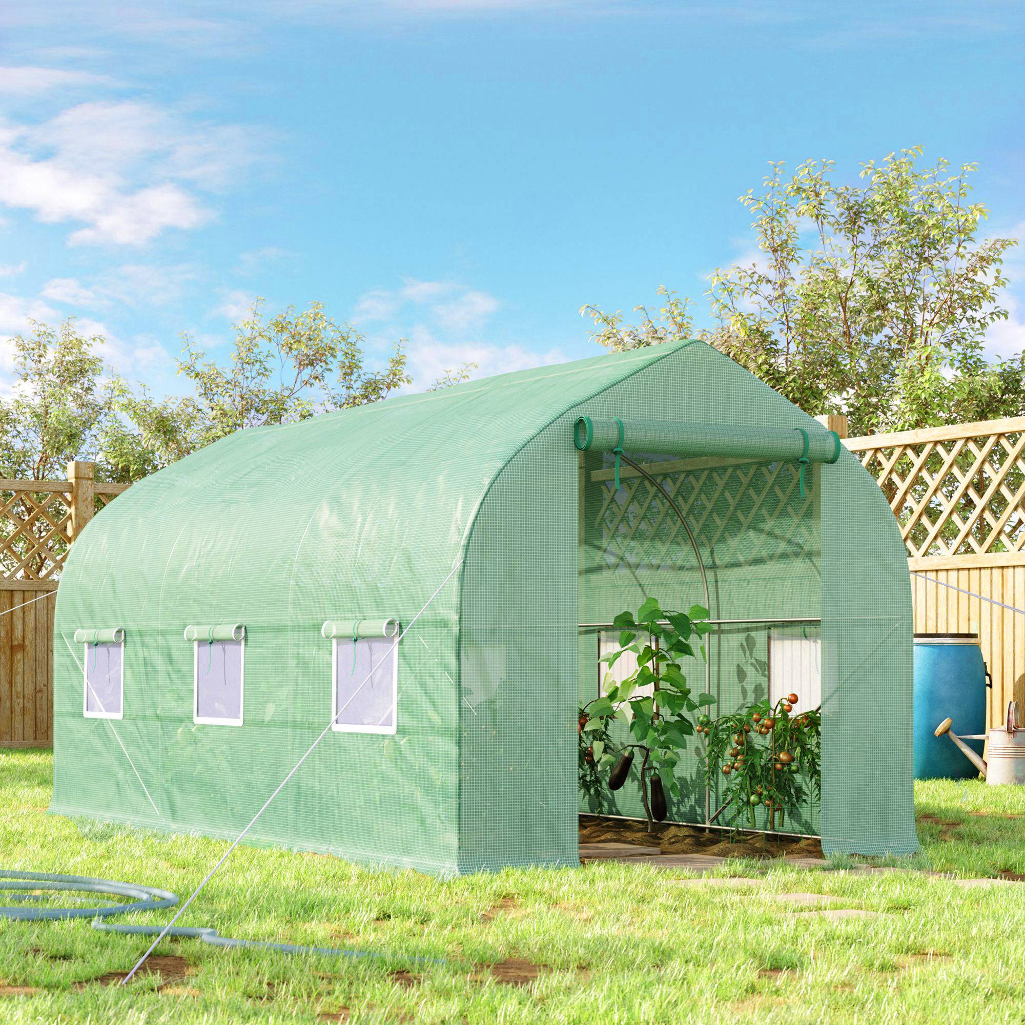 ComfortXL - Serre tunnel de jardin PE 140 g/m² 400 x 200 x 200 cm verte pour potager 8 m² - ComfortXL Outdoor Living - Image 3