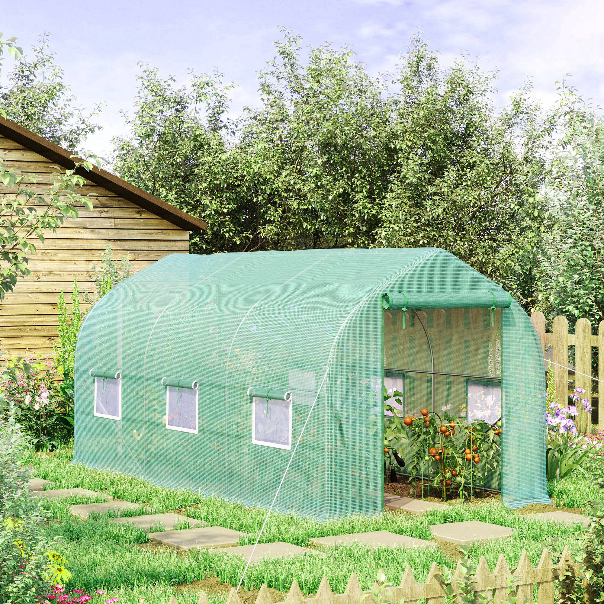 ComfortXL - Serre tunnel de jardin PE 140 g/m² 400 x 200 x 200 cm verte pour potager 8 m² - ComfortXL Outdoor Living - Image 10