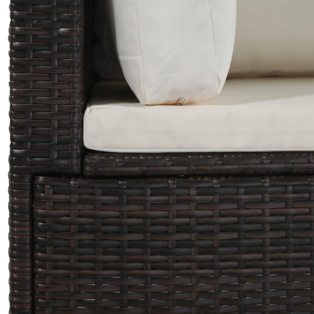 Helloshop26 - Salon de jardin meuble d'extérieur ensemble de mobilier 4 pièces avec coussins résine tressée marron - Image 4