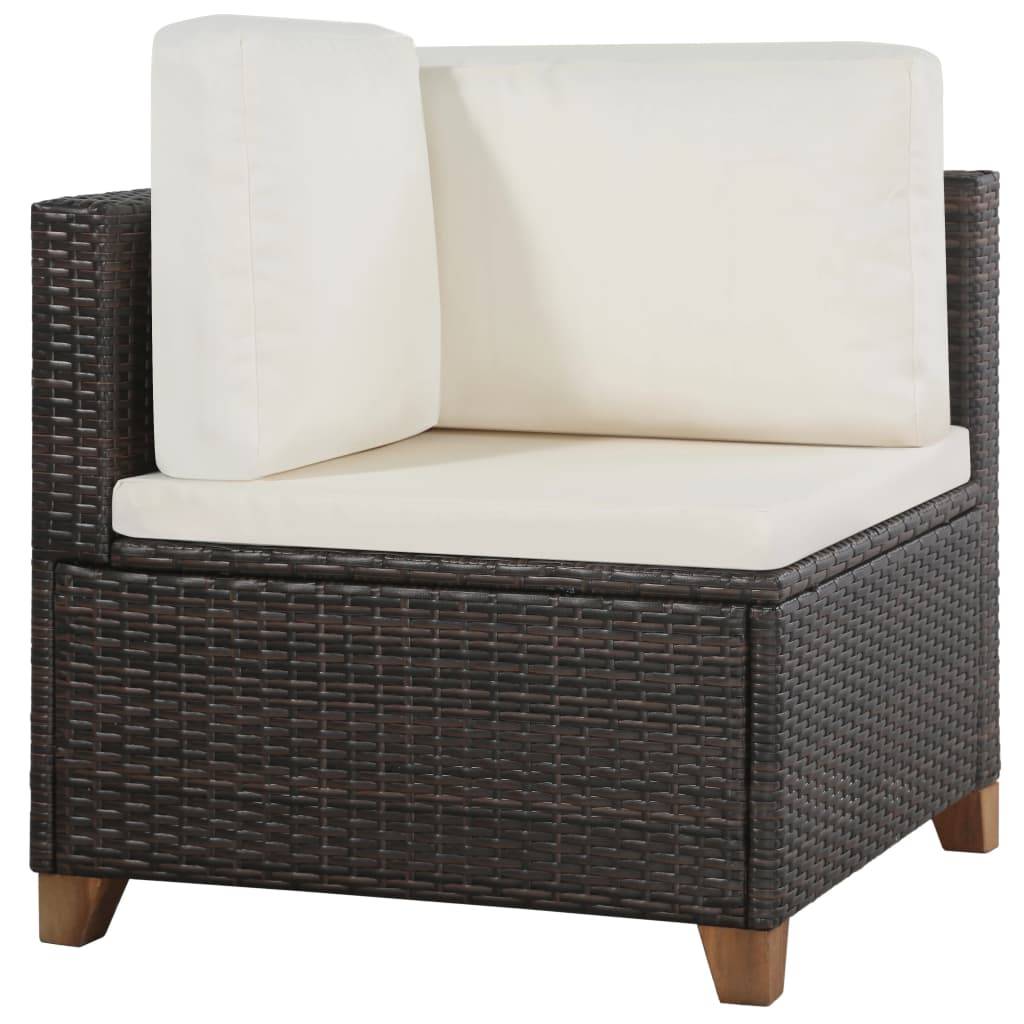 Helloshop26 - Salon de jardin meuble d'extérieur ensemble de mobilier 4 pièces avec coussins résine tressée marron - Image 3