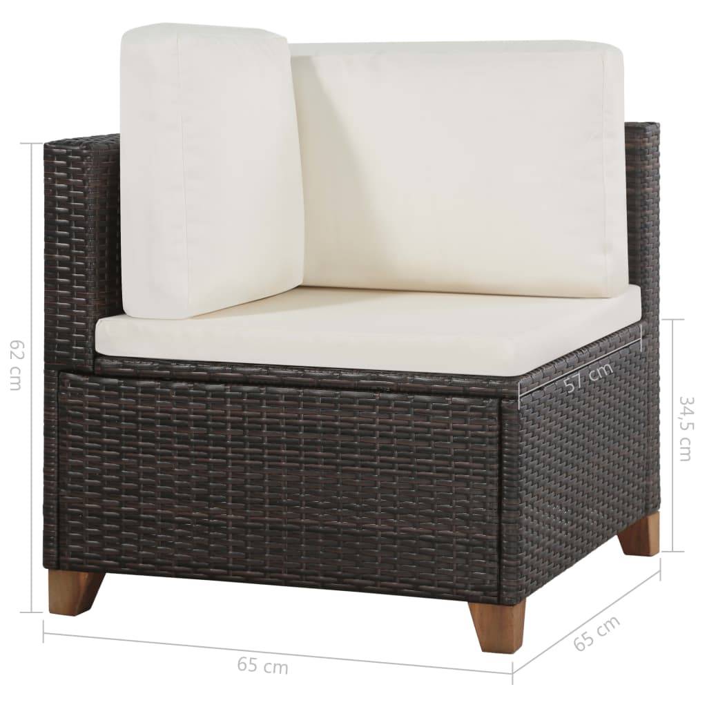 Helloshop26 - Salon de jardin meuble d'extérieur ensemble de mobilier 4 pièces avec coussins résine tressée marron - Image 9