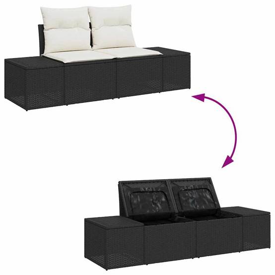 Salon de Jardin Étendu 6 Pièces Noir et Crème avec Canapés Latéraux – ComfortXL Outdoor Living - Image 8