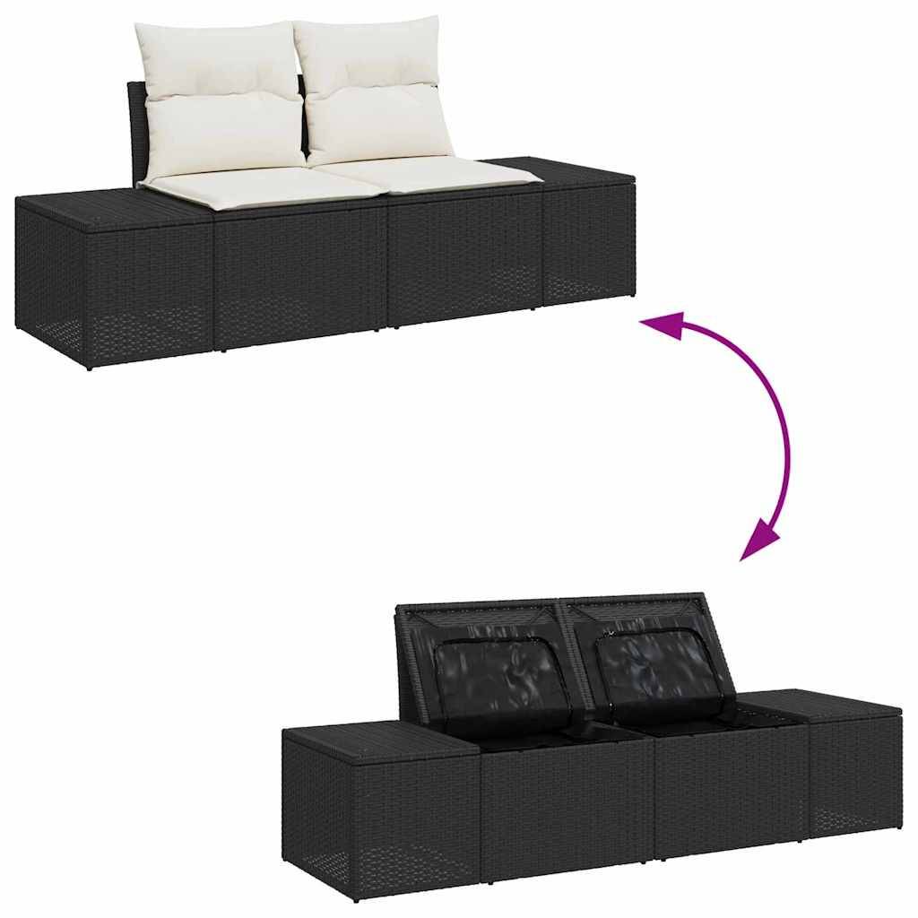 Salon de Jardin Étendu 6 Pièces Noir et Crème avec Canapés Latéraux – ComfortXL Outdoor Living - Image 8
