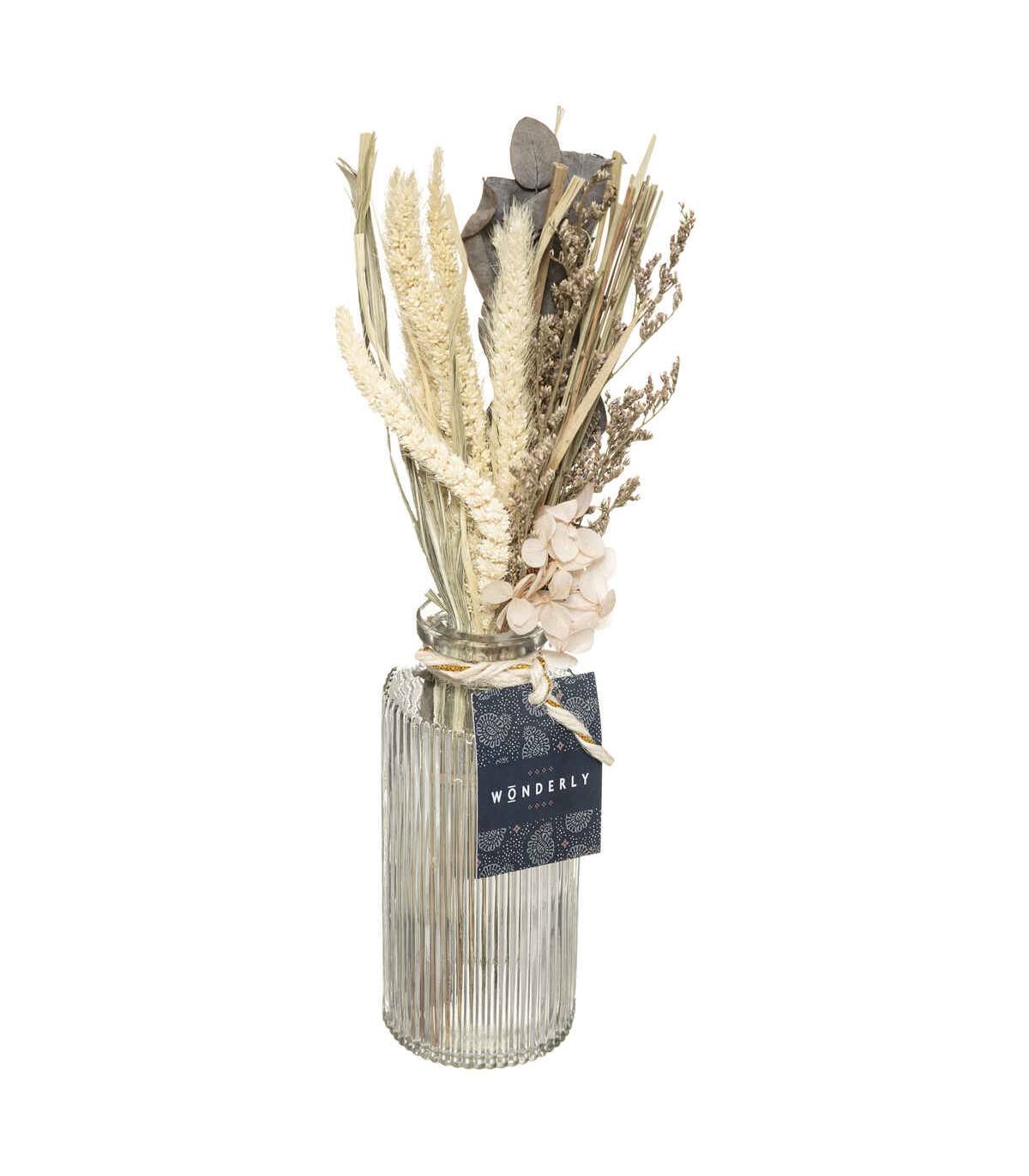 Atmosphera - Composition de Fleurs Séchées Vase en Verre H 28 cm - Image 1