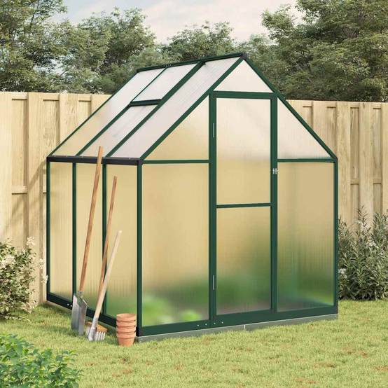Serre de jardin aluminium et polycarbonate vert 169 x 169 x 202 cm - PANGIVO - Image 1