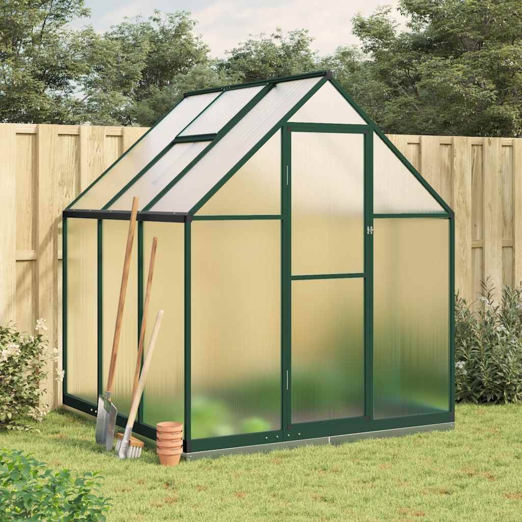 Serre de jardin aluminium et polycarbonate vert 169 x 169 x 202 cm - PANGIVO - Image 1