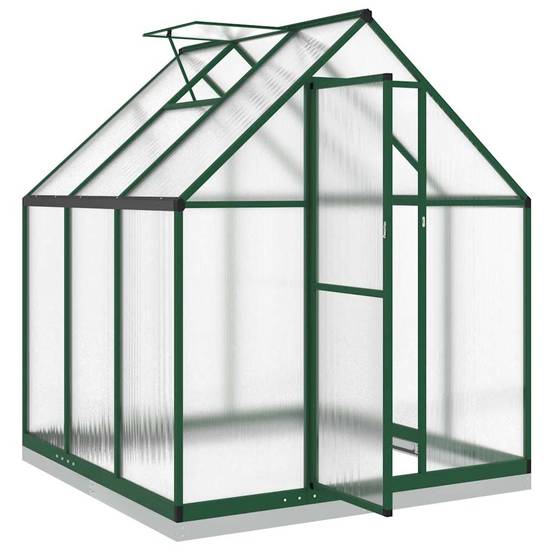 Serre de jardin aluminium et polycarbonate vert 169 x 169 x 202 cm - PANGIVO - Image 6