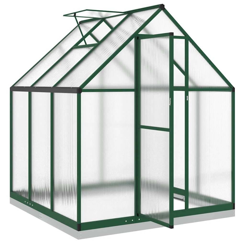 Serre de jardin aluminium et polycarbonate vert 169 x 169 x 202 cm - PANGIVO - Image 6