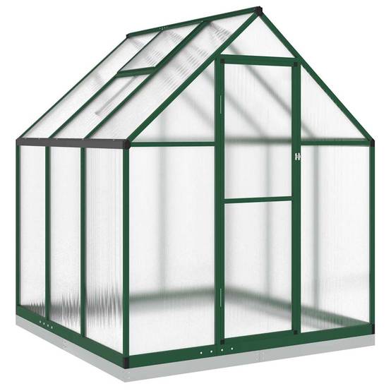 Serre de jardin aluminium et polycarbonate vert 169 x 169 x 202 cm - PANGIVO - Image 2