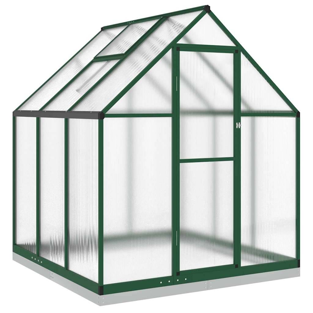 Serre de jardin aluminium et polycarbonate vert 169 x 169 x 202 cm - PANGIVO - Image 2