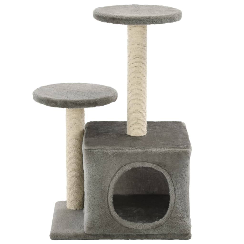Arbre à chat bois et sisal gris 40 x 30 x 60 cm - PANGIVO - Image 3