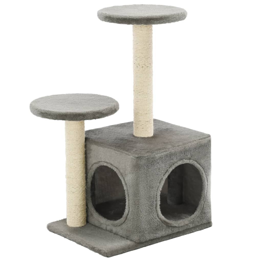 Arbre à chat bois et sisal gris 40 x 30 x 60 cm - PANGIVO - Image 2