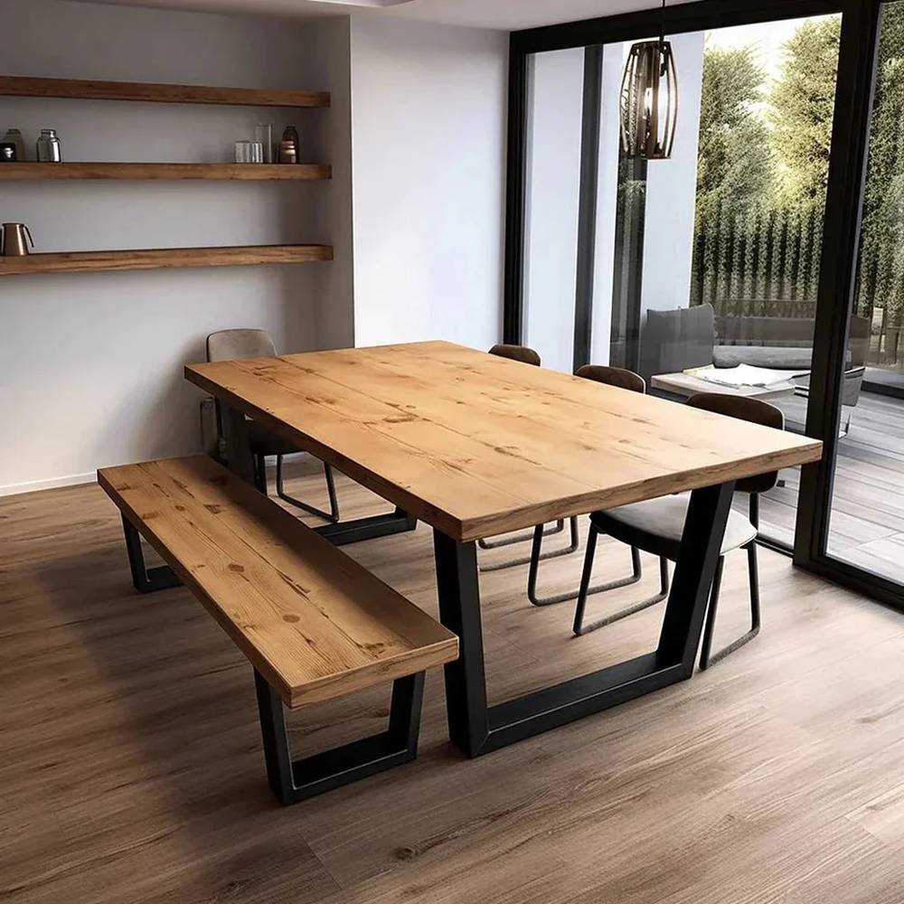 Table à manger rustique élégante et élancée - Noyer - 180 x 80 cm - Image 3