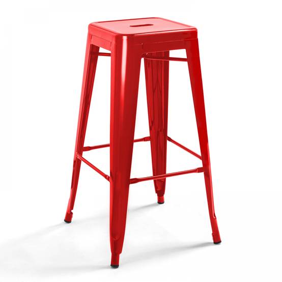Oviala - Tabouret de bar en métal brillant rouge Indus - Oviala - Image 1