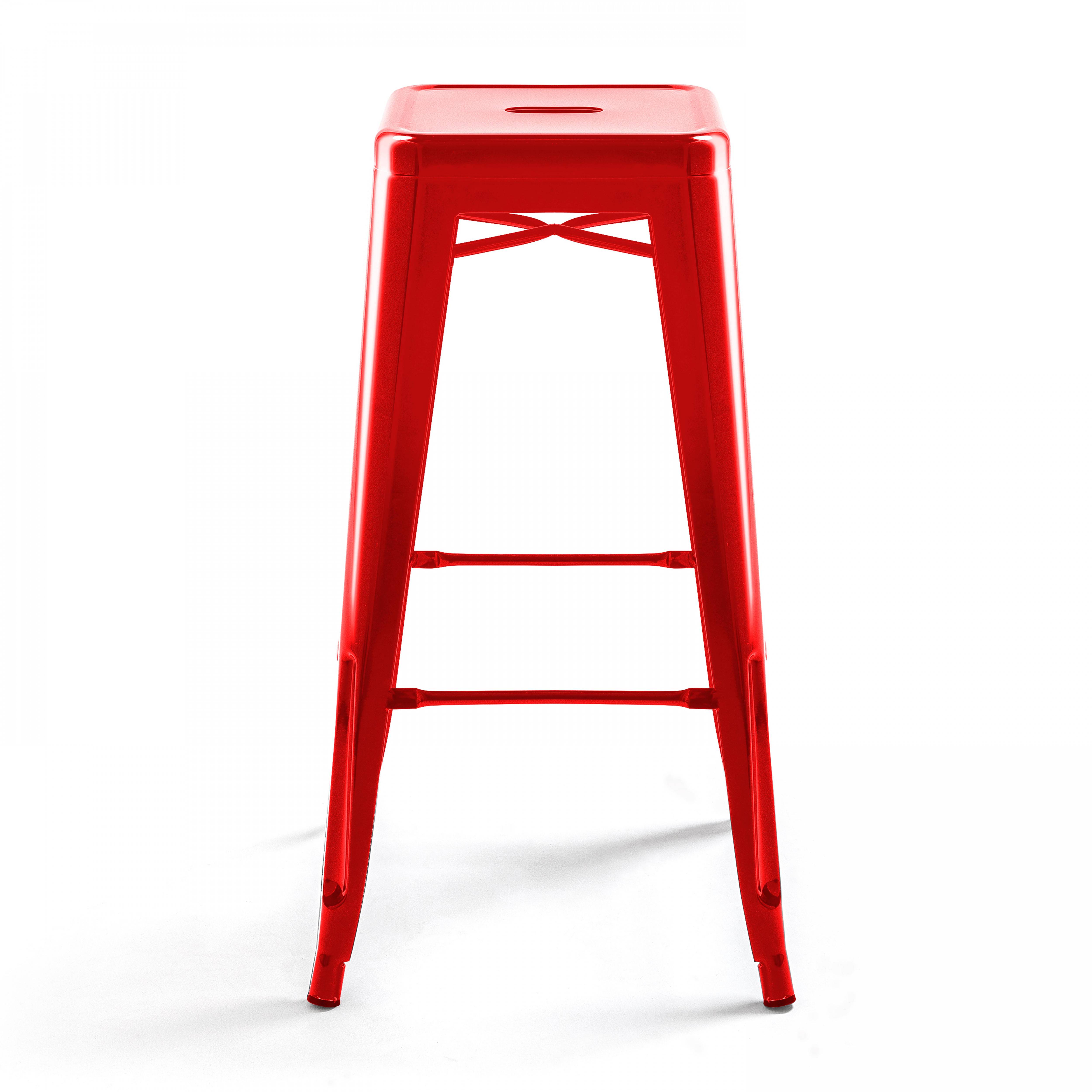 Oviala - Tabouret de bar en métal brillant rouge Indus - Oviala - Image 2