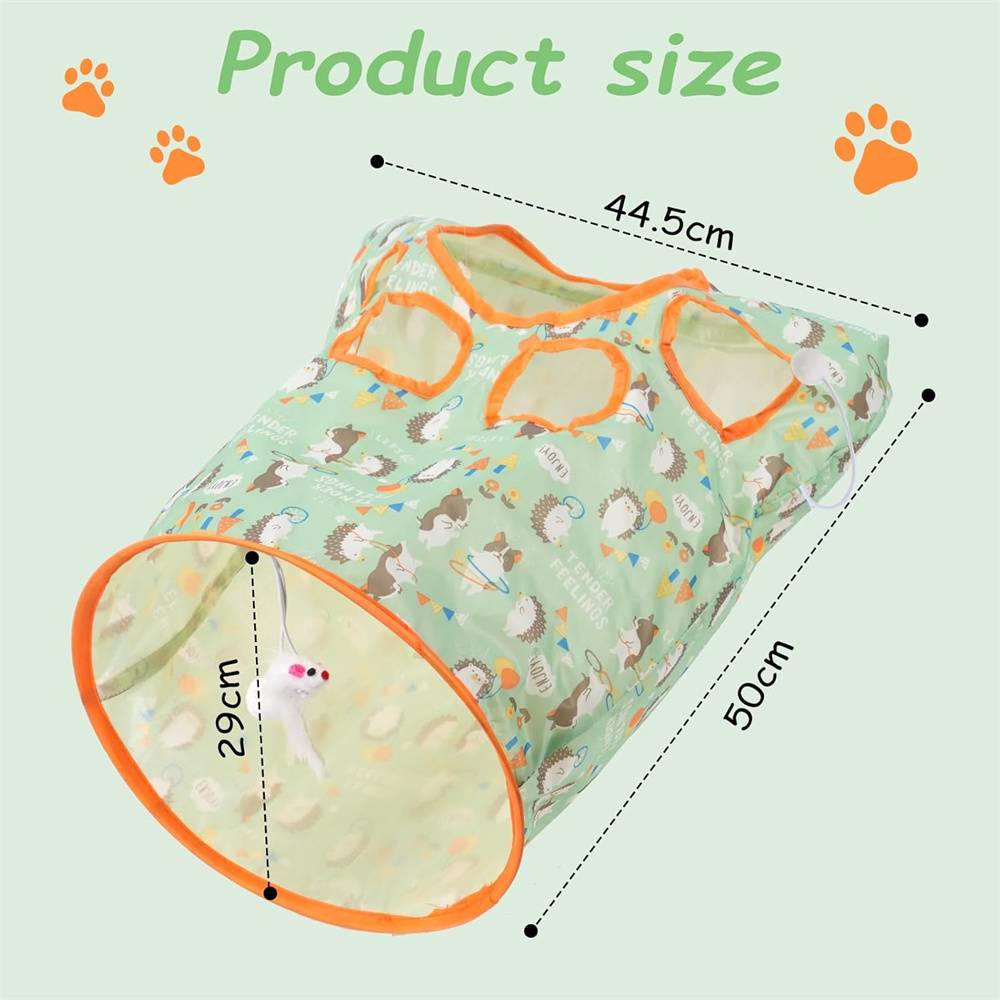 Tunnel pliable pour chat, livré avec balles et souris en peluche, cadre en acier flexible Lytech - Image 2