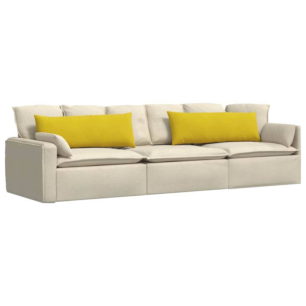 Coussins de Sol ou Canapé (x2) Velours Côtelé Housse Lavable Intérieur Jaune 120x40 cm – ComfortXL Outdoor Living - Image 3