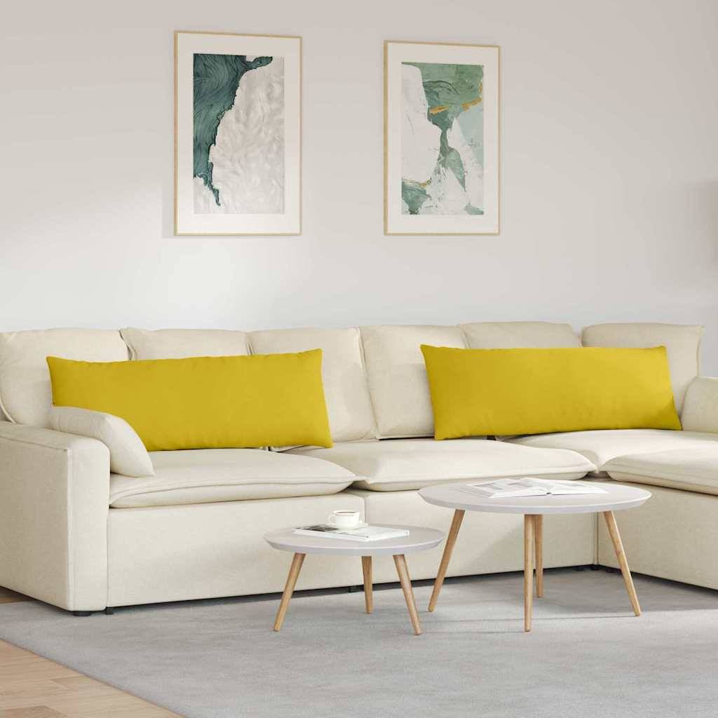 Coussins de Sol ou Canapé (x2) Velours Côtelé Housse Lavable Intérieur Jaune 120x40 cm – ComfortXL Outdoor Living - Image 1