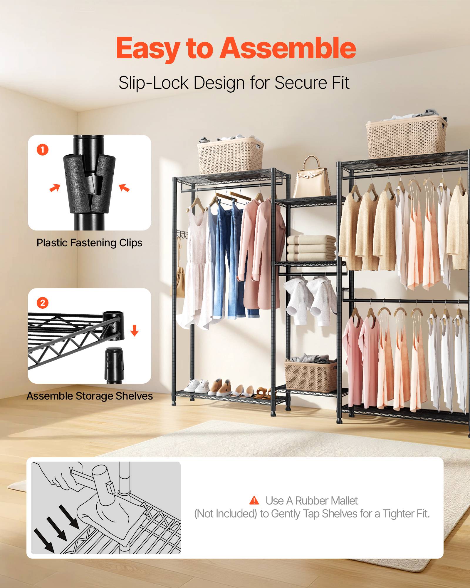 VEVOR Portant à Vêtements Penderie Réglable avec 4 Tringles pour Chambre Magasin - Image 7