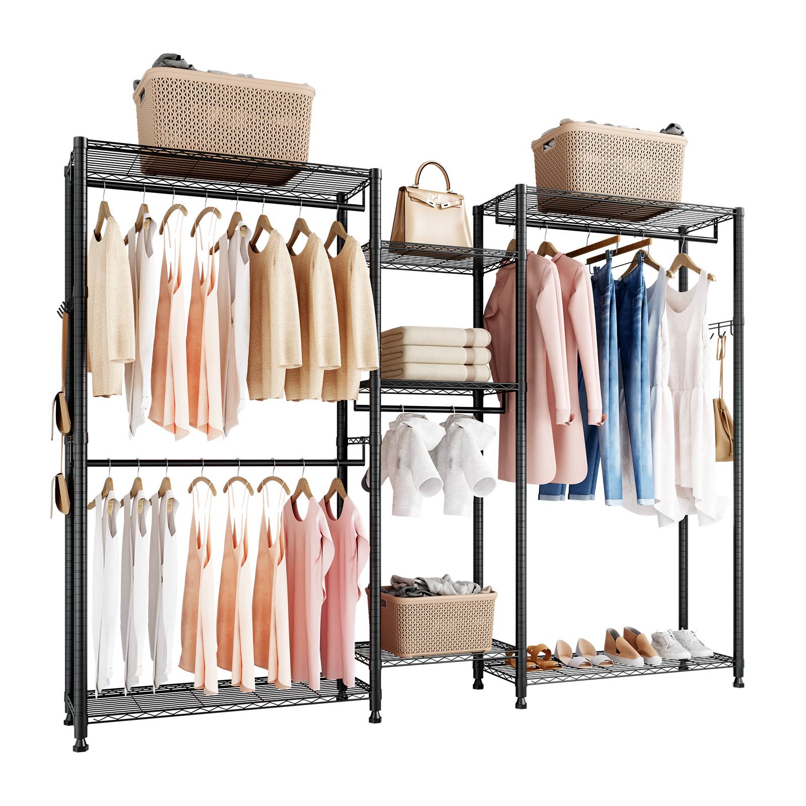 VEVOR Portant à Vêtements Penderie Réglable avec 4 Tringles pour Chambre Magasin - Image 1