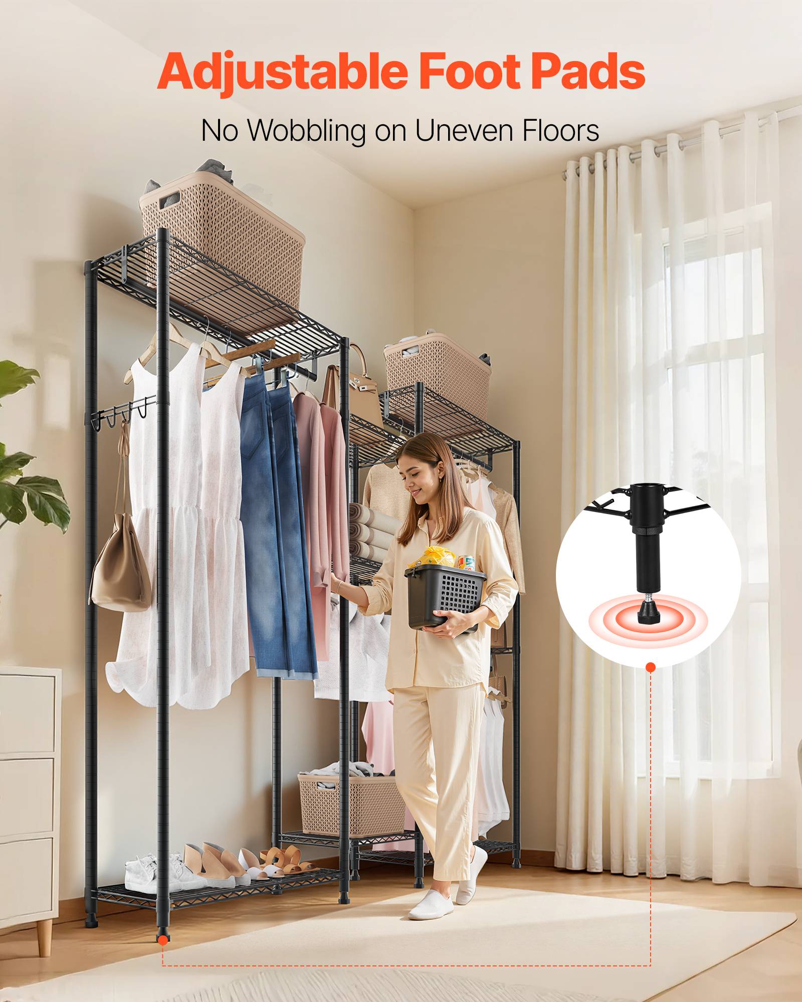 VEVOR Portant à Vêtements Penderie Réglable avec 4 Tringles pour Chambre Magasin - Image 6