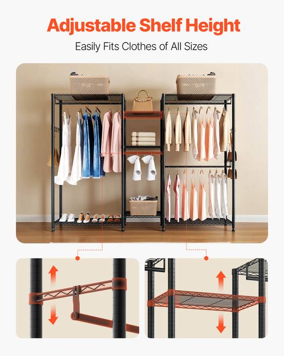 VEVOR Portant à Vêtements Penderie Réglable avec 4 Tringles pour Chambre Magasin - Image 5