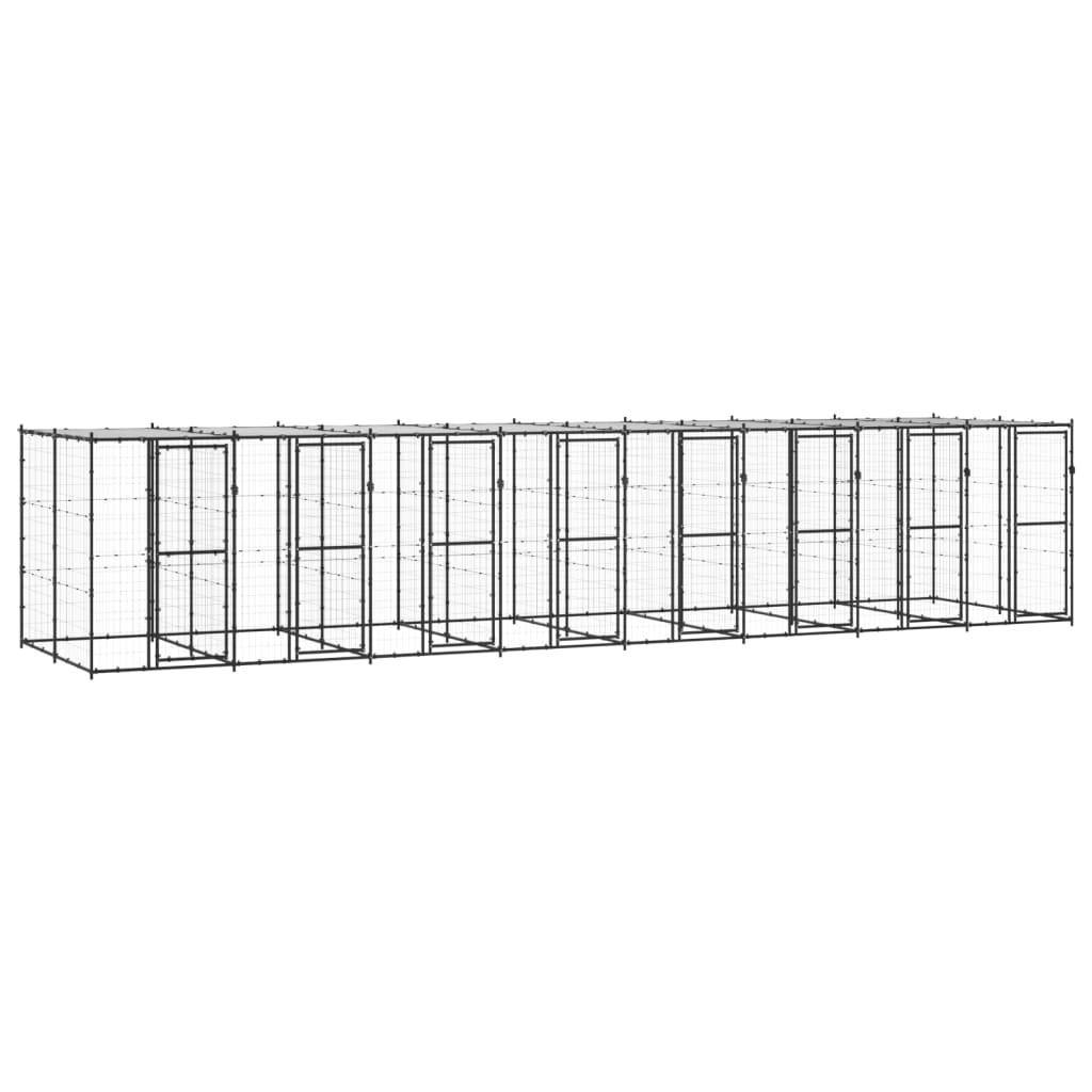 Helloshop26 - Chenil extérieur cage enclos parc animaux chien extérieur acier avec toit 19,36 m² - Image 1