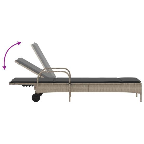 Lot 2 Lits Jardin Rotin Synthétique Gris Clair Matelas Foncés Piscine à Roues – ComfortXL Outdoor Living - Image 7