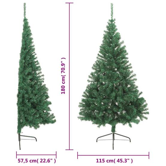 Sapin de Noël - Arbre de Noël artificiel moitié avec support vert 180 cm PVC - Image 8