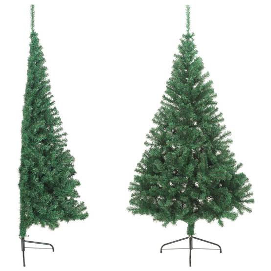 Sapin de Noël - Arbre de Noël artificiel moitié avec support vert 180 cm PVC - Image 3