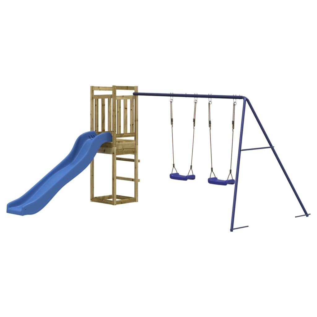Helloshop26 - Aire de jeux d'extérieur balançoires toboggan portiques robuste jeux jardin 308 x 321 x 169 cm bois de pin imprégné - Image 2