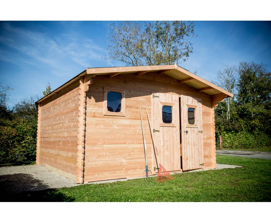 Habrita - Abri DOMMAR Douglas madriers 28 mm - 15,28 m² - sans plancher - toit double pente Habrita - Image 5