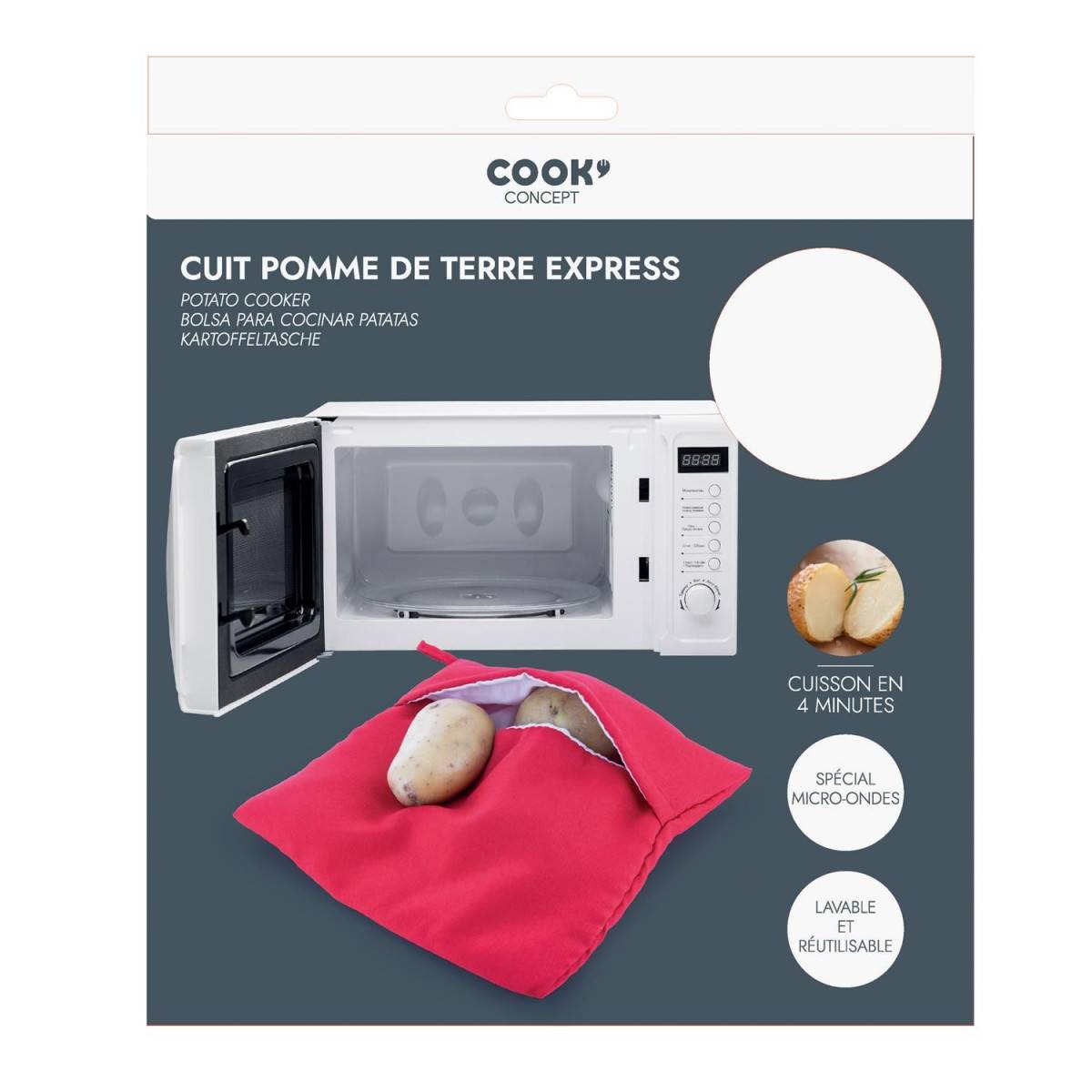 Cook Concept - Cuit Pommes de Terre "Micro-Ondes" 26cm Rouge - Image 2