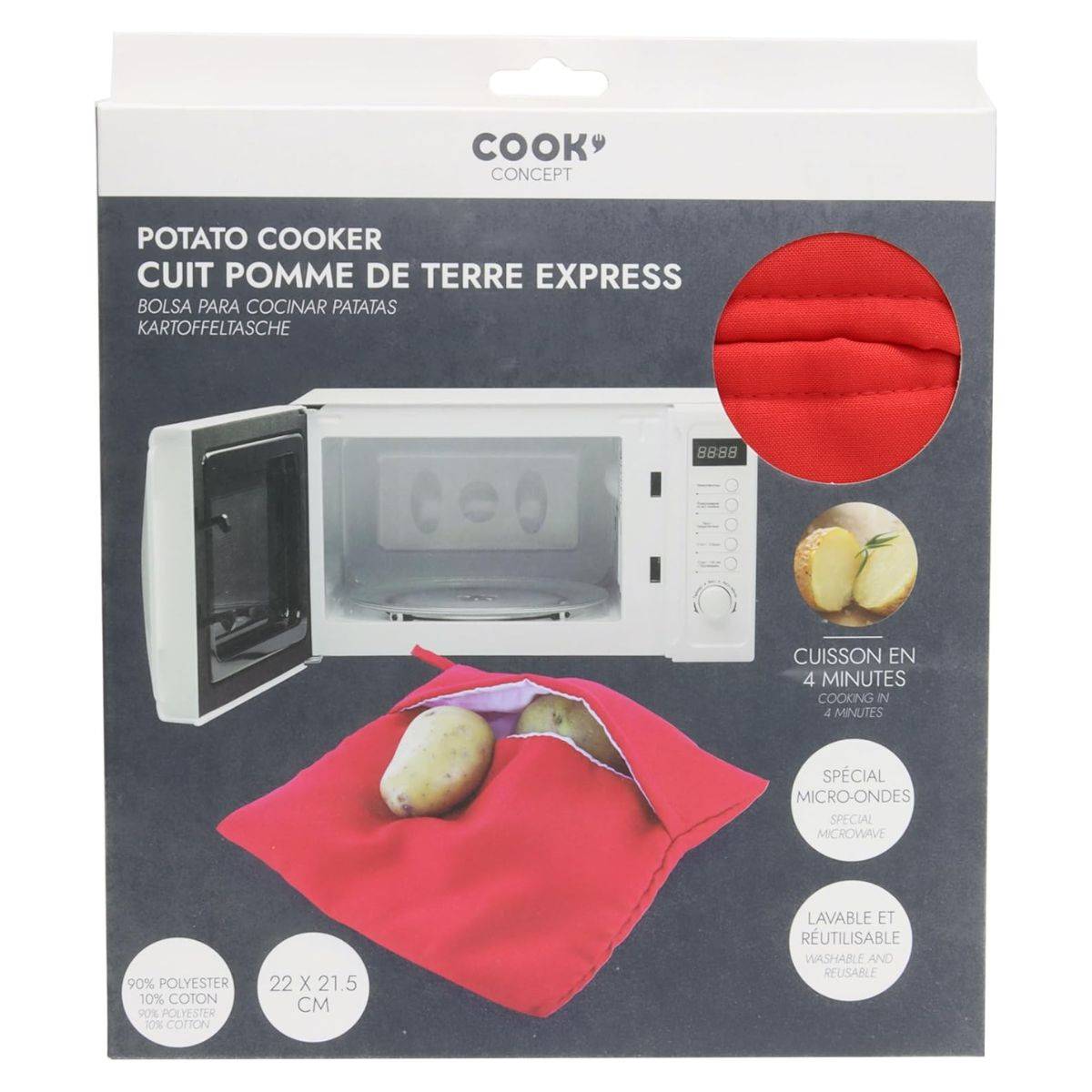 Cook Concept - Cuit Pommes de Terre "Micro-Ondes" 26cm Rouge - Image 4
