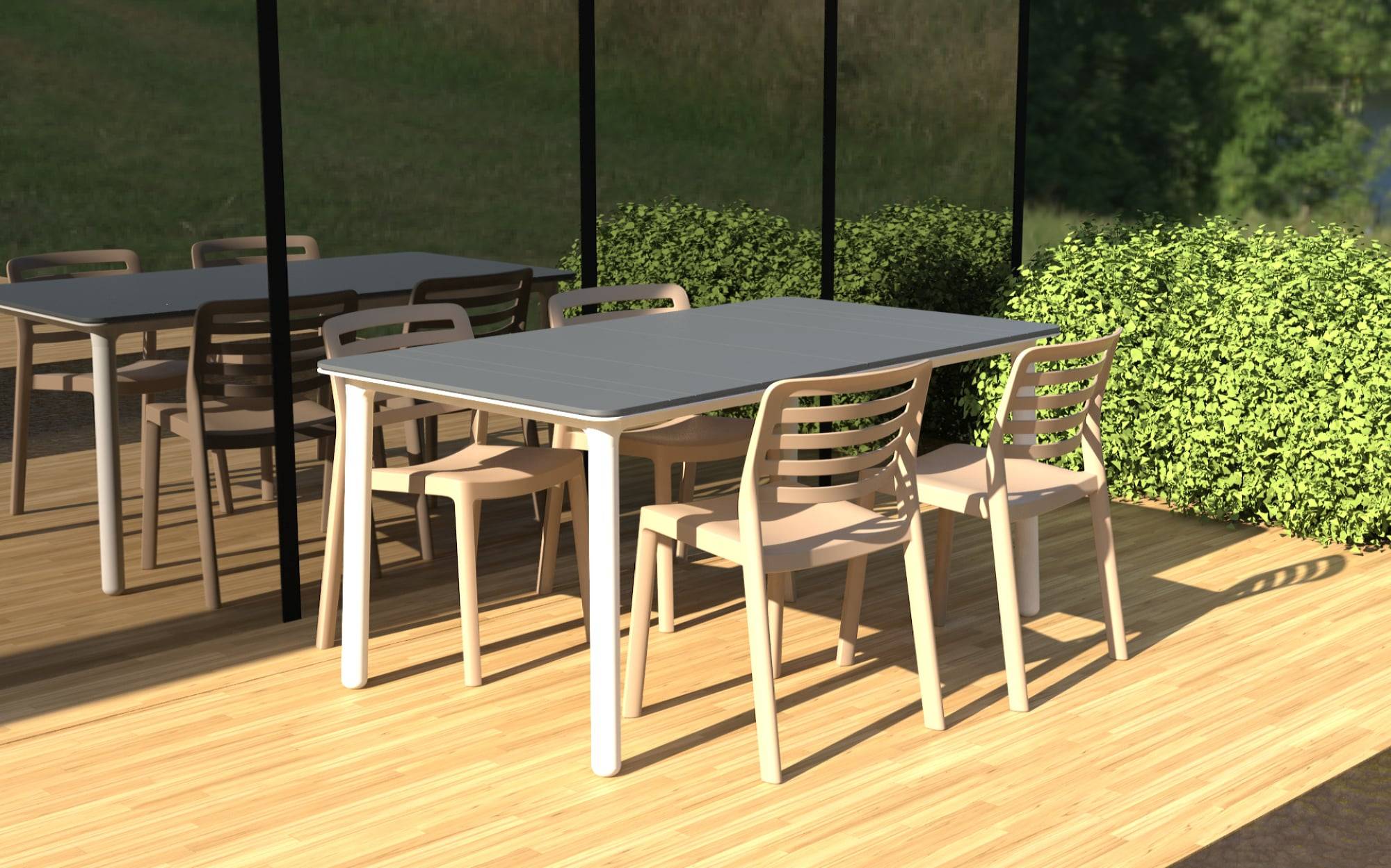 Set 4+1 chaises-table extérieur anthracite/blanc - sable NOA160-WIND garbar - Image 7