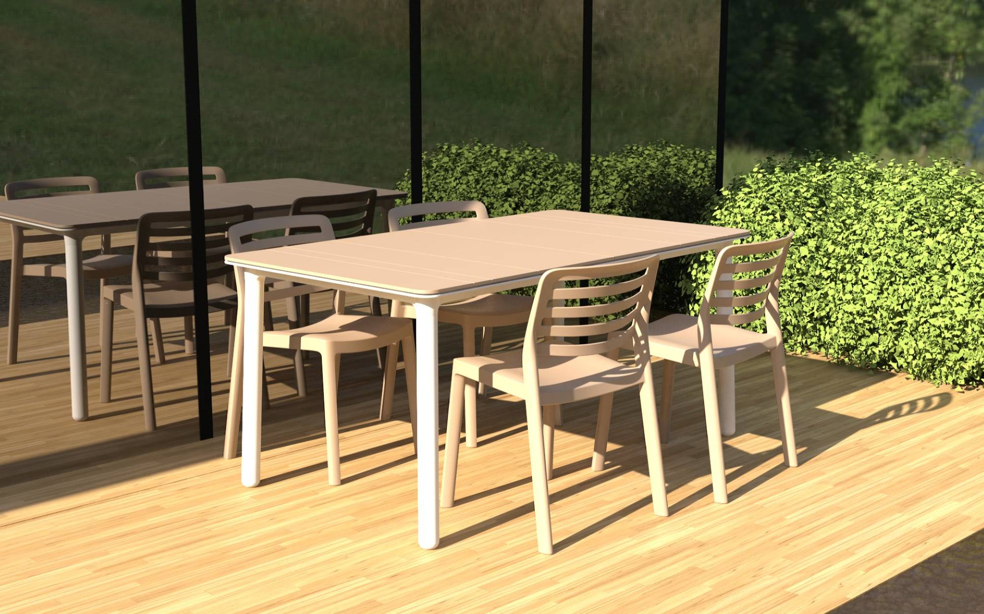 Set 4+1 chaises-table extérieur anthracite/blanc - sable NOA160-WIND garbar - Image 4