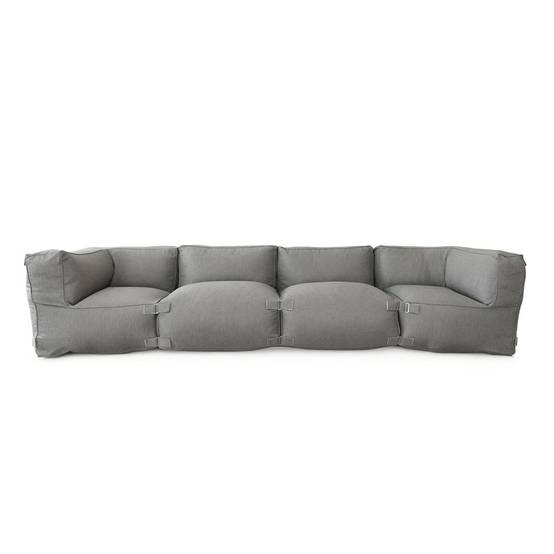 Salon de jardin modulable 4 places gris en tissu déperlant PRAIANO - Image 1