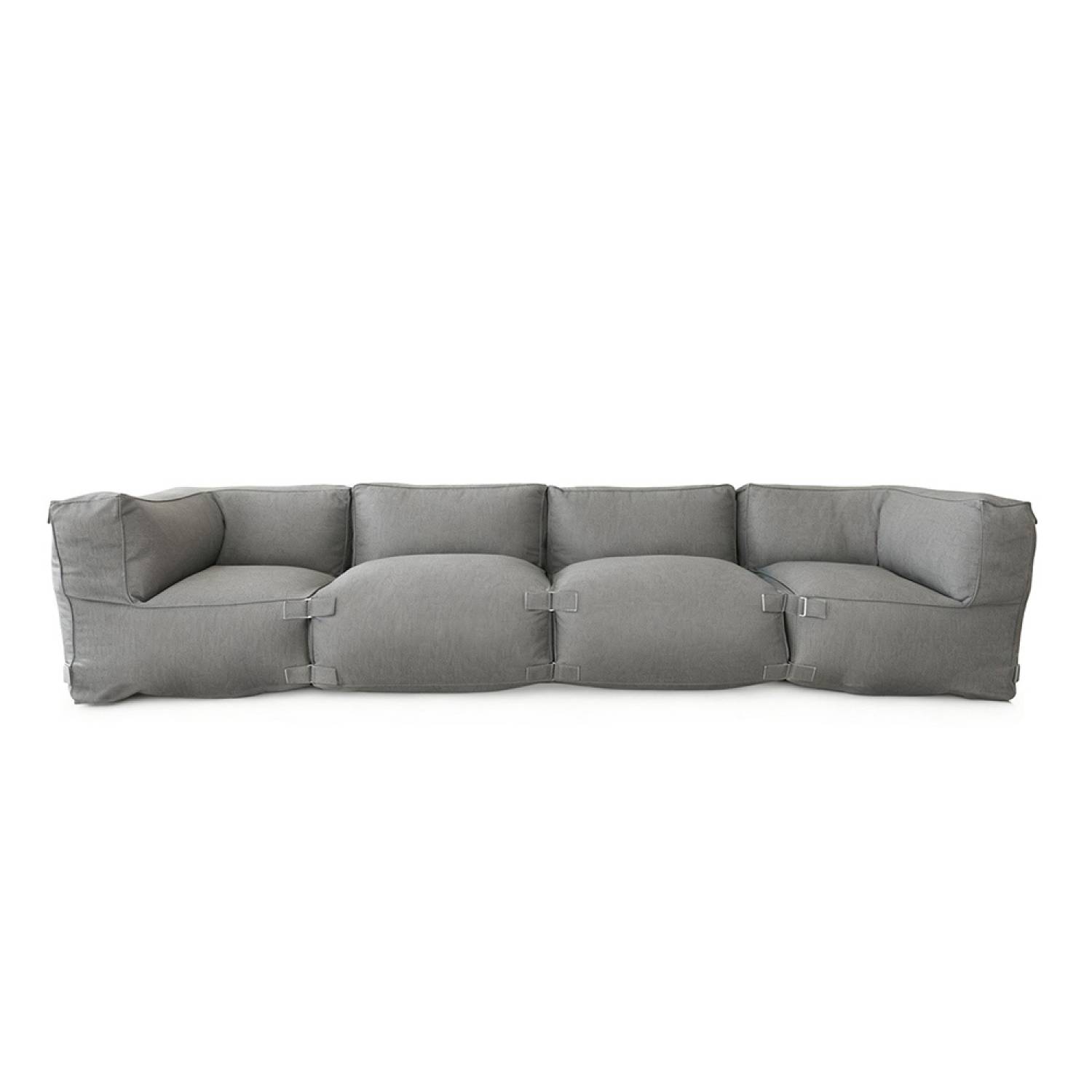 Salon de jardin modulable 4 places gris en tissu déperlant PRAIANO - Image 1