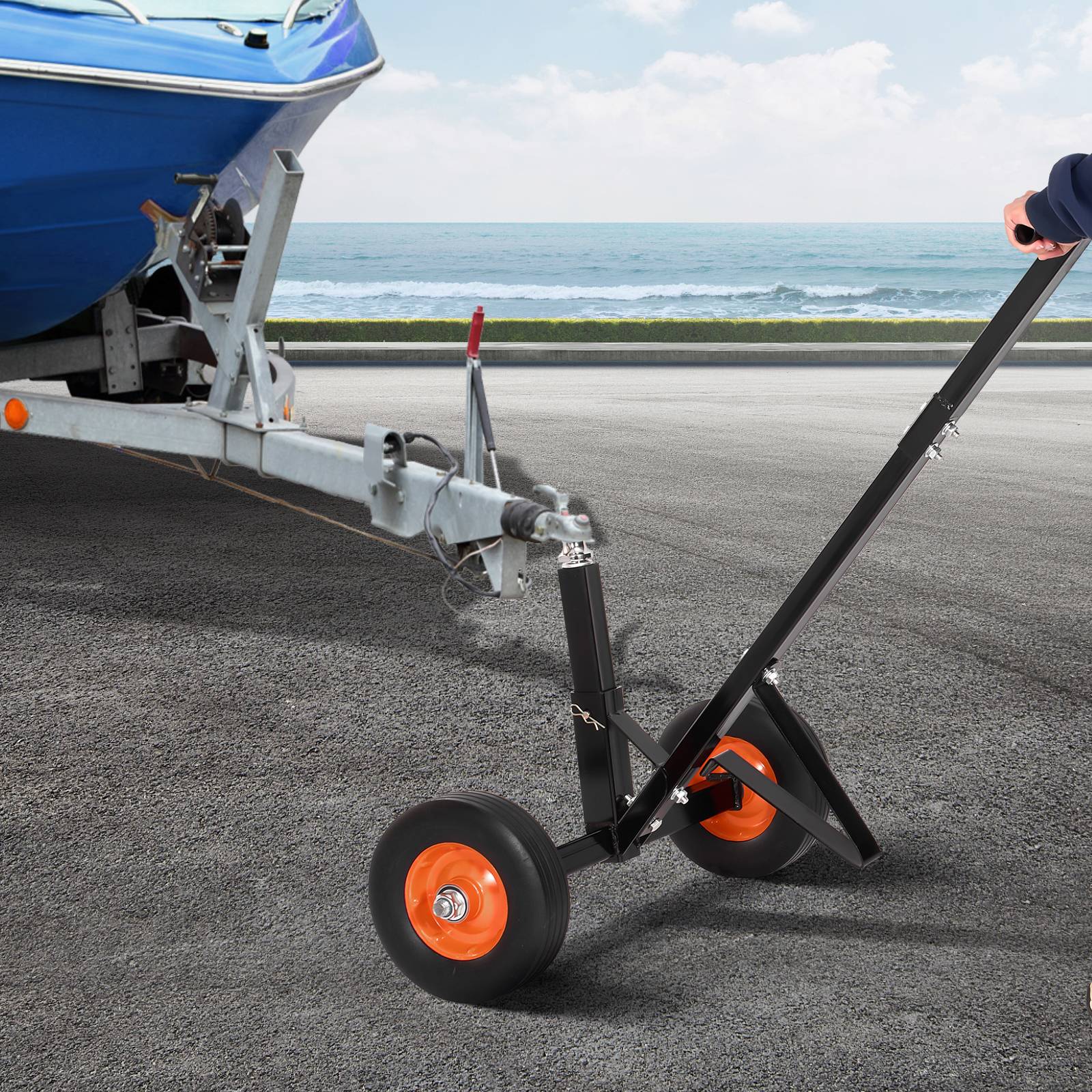 Vevor - VEVOR Chariot remorque, charge 272kg. Hauteur réglable, boule 47.3mm, pneus pleins. Pour camping-car, bateau. - Image 8