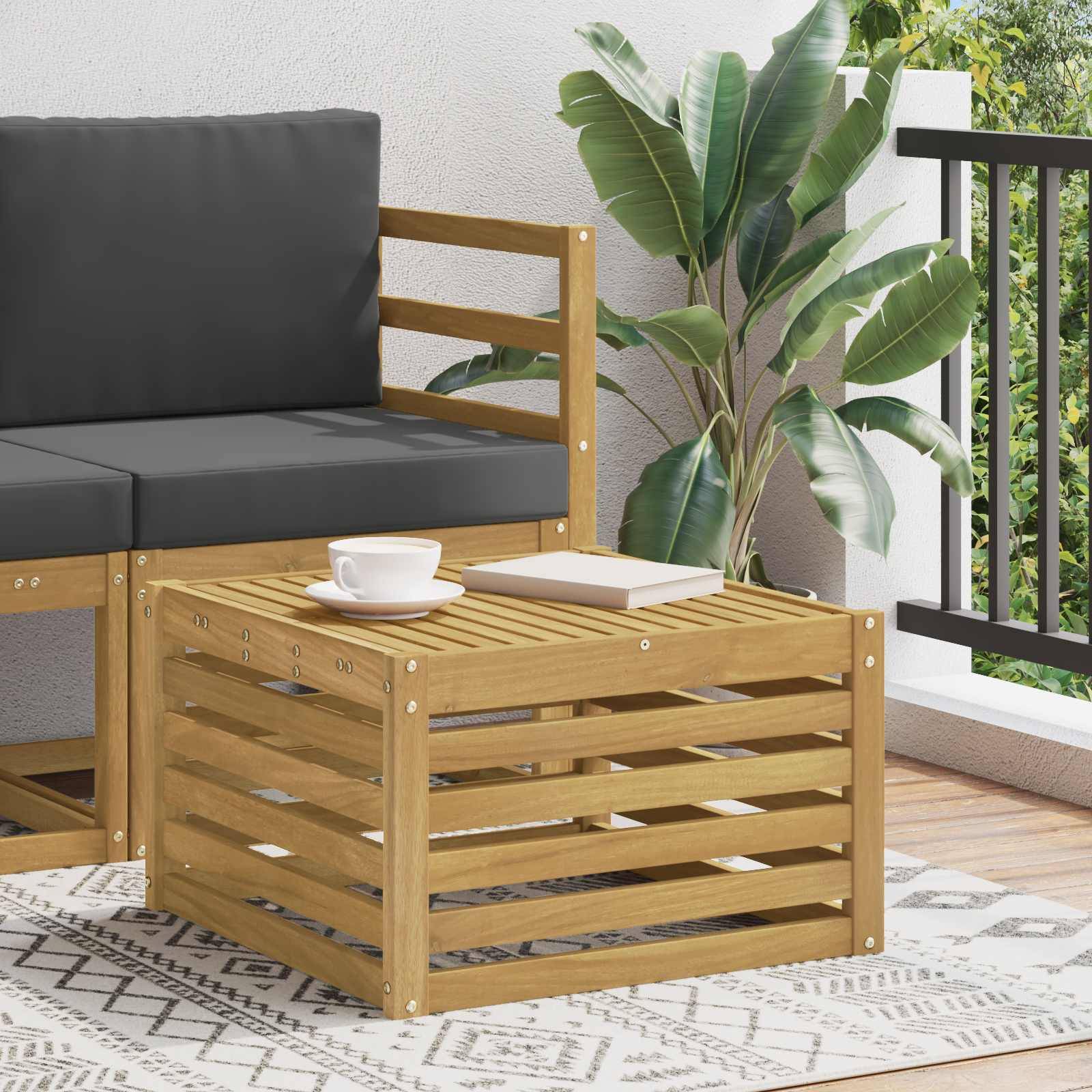 Vidaxl - Table de jardin Bois d'Acacia Massif Blanc 59 x 59 x 37 cm vidaXL 901487 - Image 1