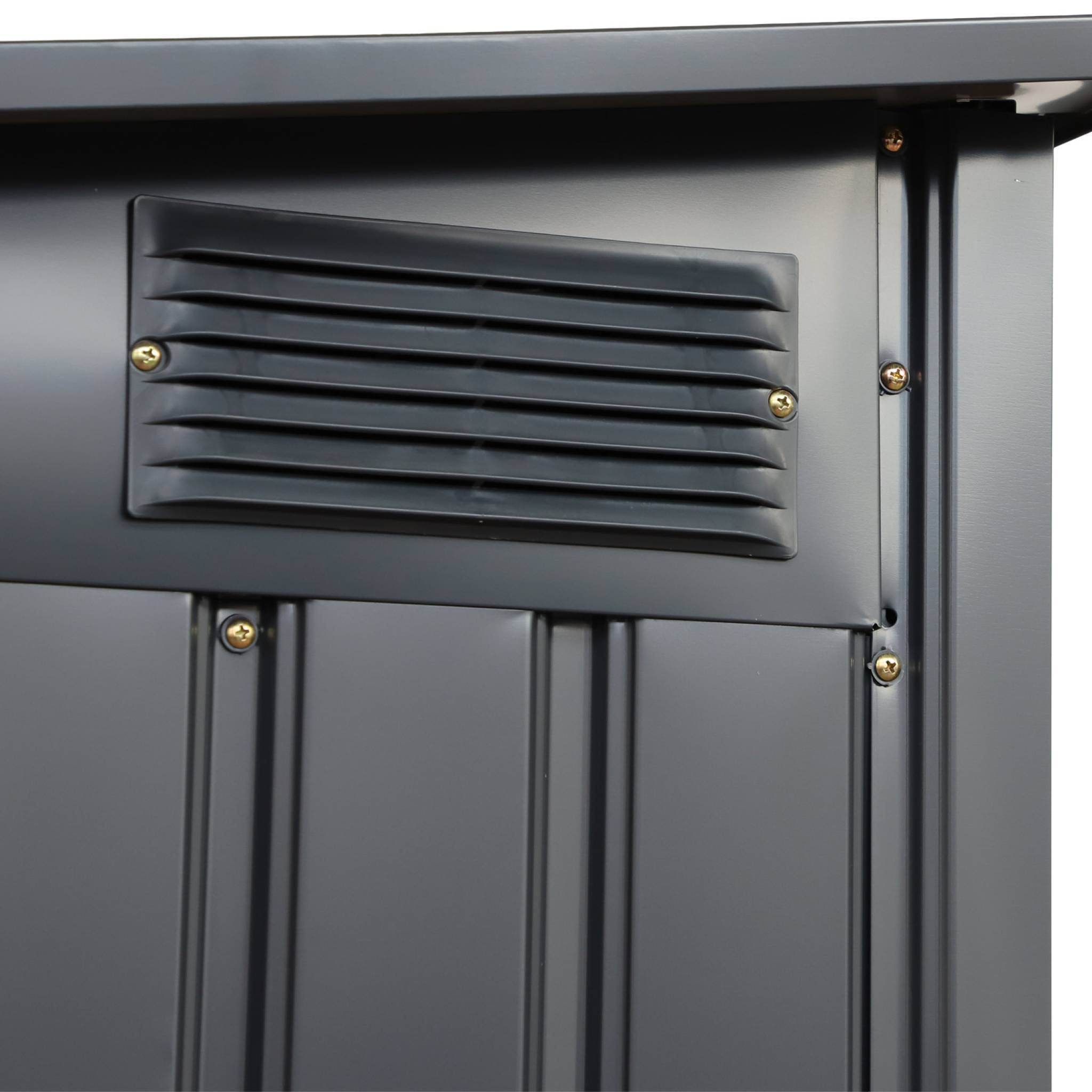 sweeek - Abri de jardin adossable acier galvanisé 2.91m² avec porte coulissante et kit d'ancrage anthracite - Bray | sweeek - Image 6