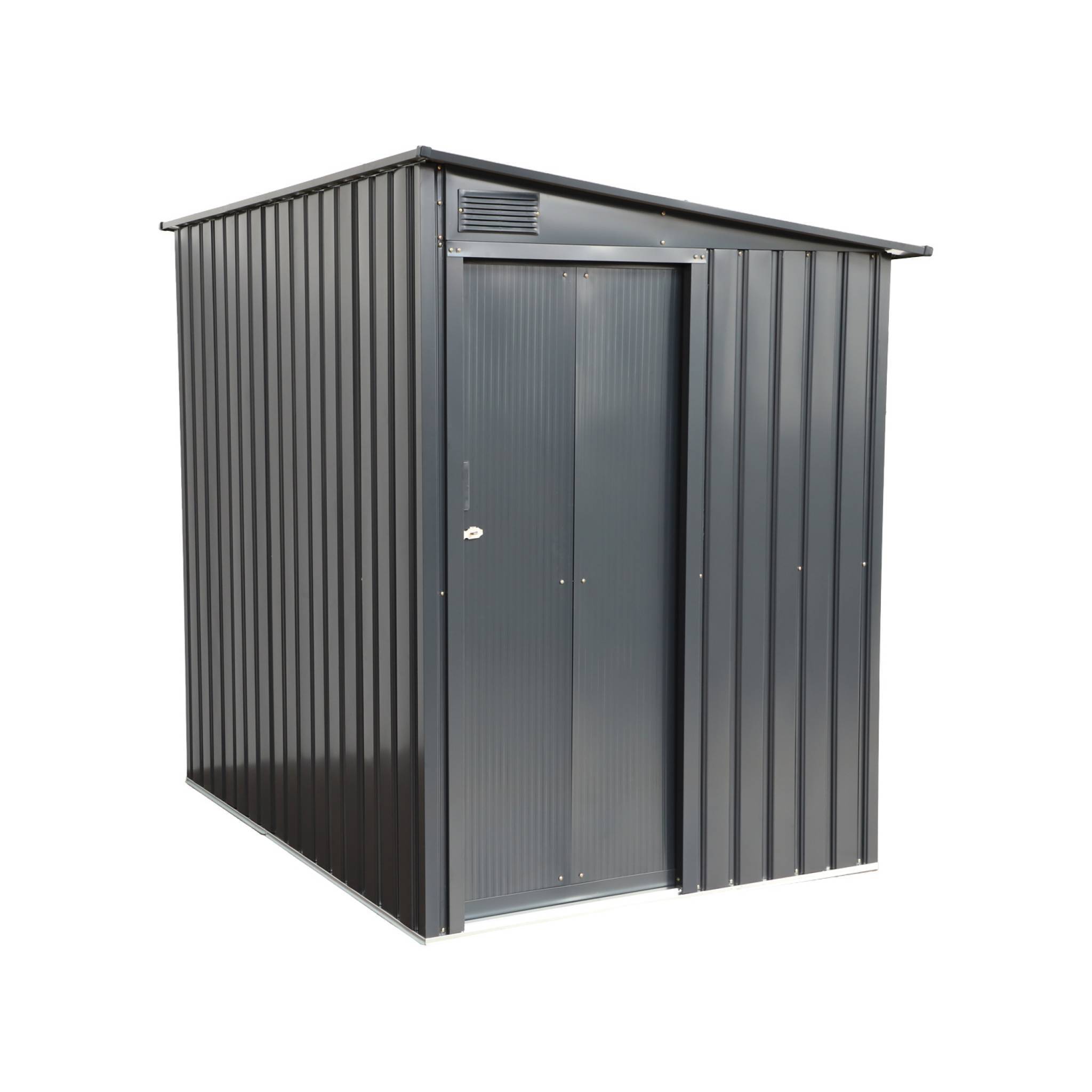 sweeek - Abri de jardin adossable acier galvanisé 2.91m² avec porte coulissante et kit d'ancrage anthracite - Bray | sweeek - Image 2