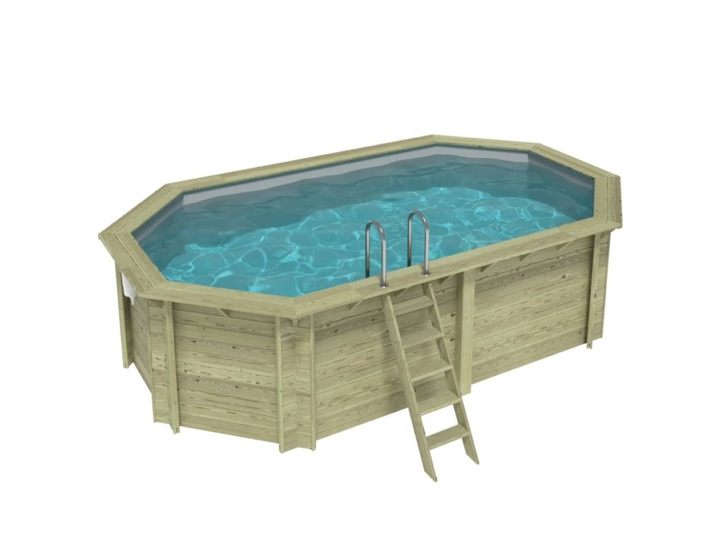Altanka - Piscine hors sol en bois NEMO 5.79 x 3.49 - H.1.45 m, gris clair, cadre en métal - sans dalle - BAS7304OSPU2 - ALTANKA - Image 1