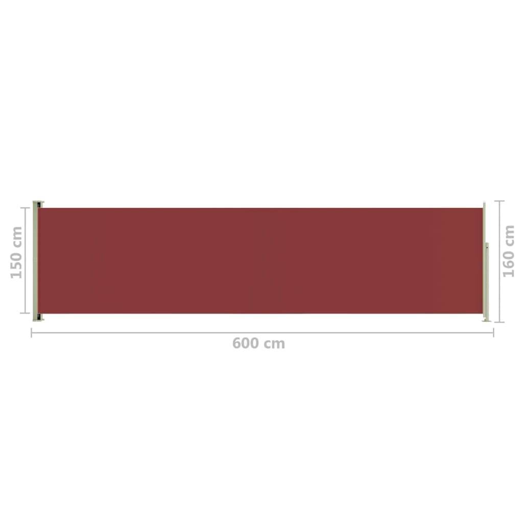 Helloshop26 - Auvent paravent store brise-vue latéral rétractable de patio jardin terrasse balcon protection visuelle écran 160 x 600 cm rouge - Image 6