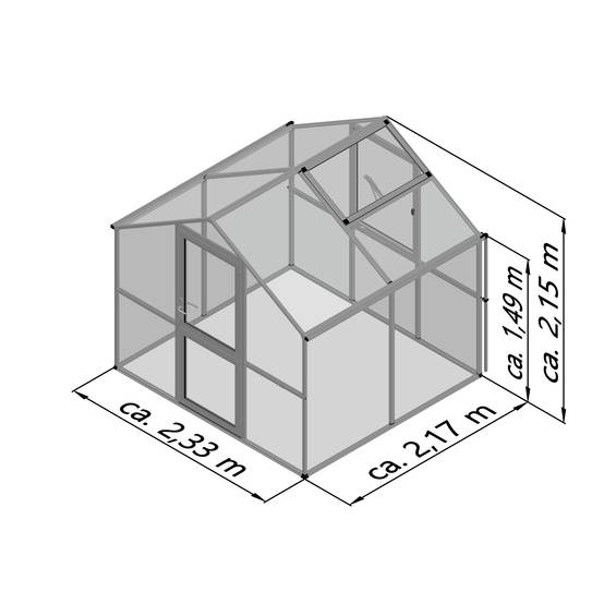 Serre de jardin 5,06m² aluminium et polycarbonate Rose II, Gris anthracite. KGT - Image 2
