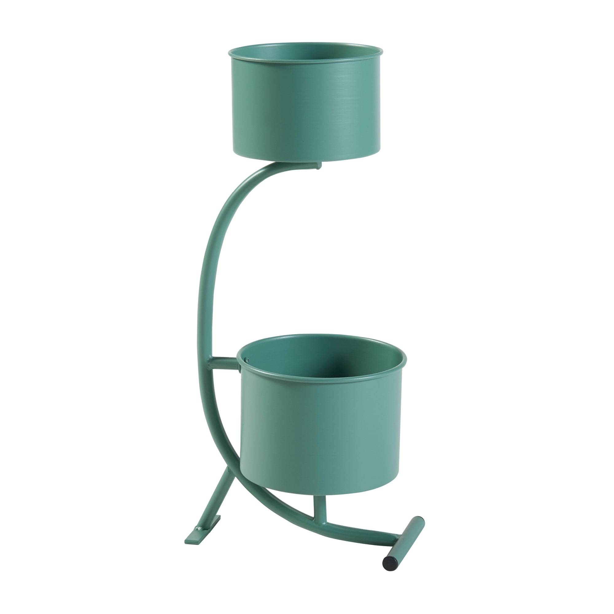 Porte-plantes style intemportel support 63 x 29 x 21 cm métal vert - Image 1