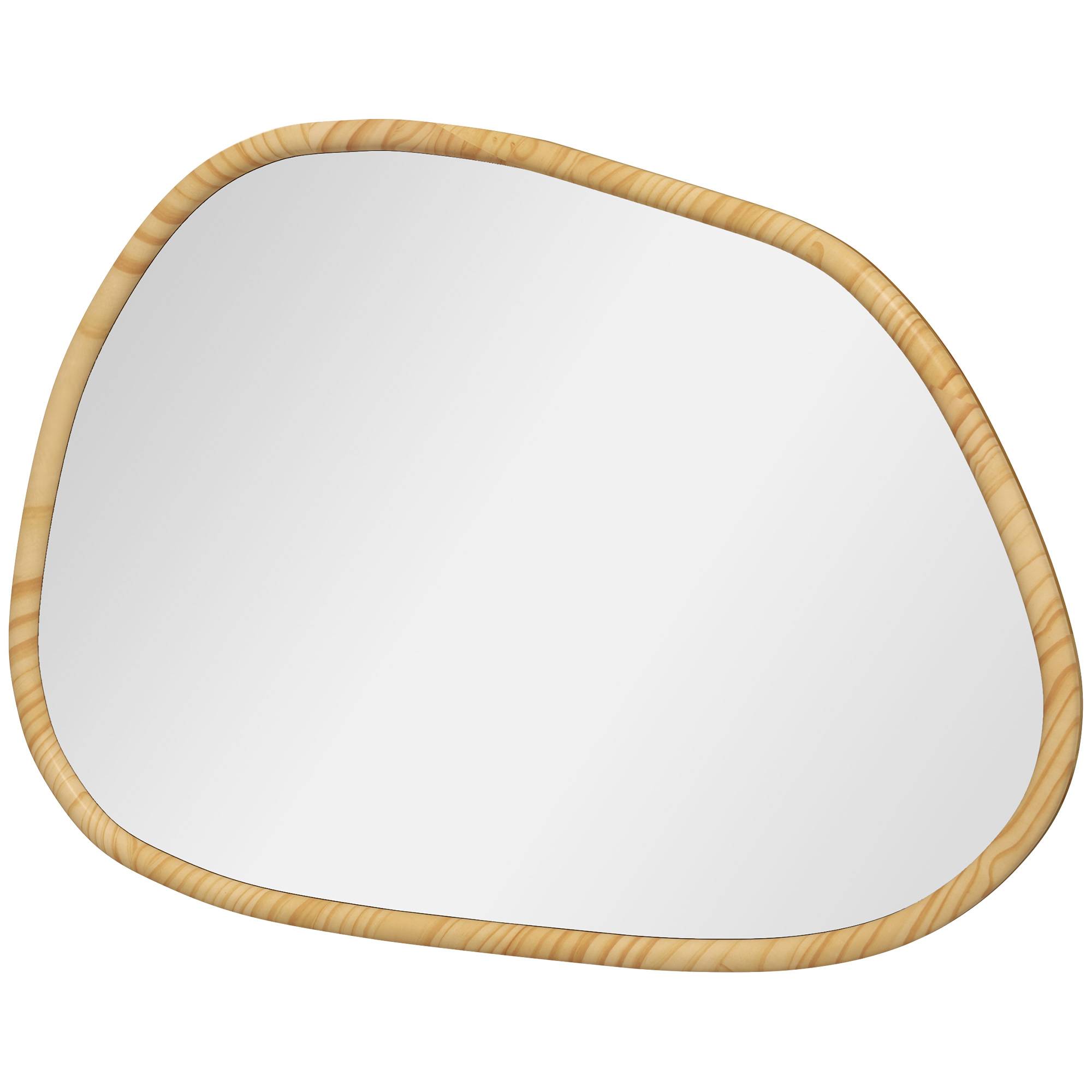 Sans Marque - Miroir mural décoratif forme organique cadre bois horizontal vertical 70x50 cm naturel - Image 2