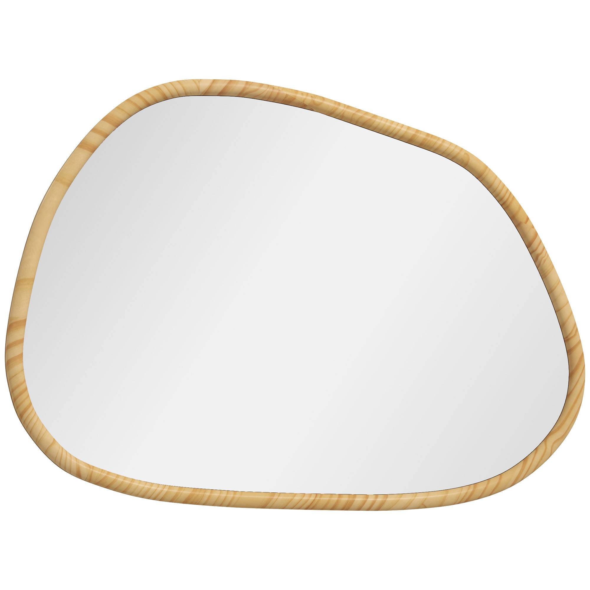 Sans Marque - Miroir mural décoratif forme organique cadre bois horizontal vertical 70x50 cm naturel - Image 1