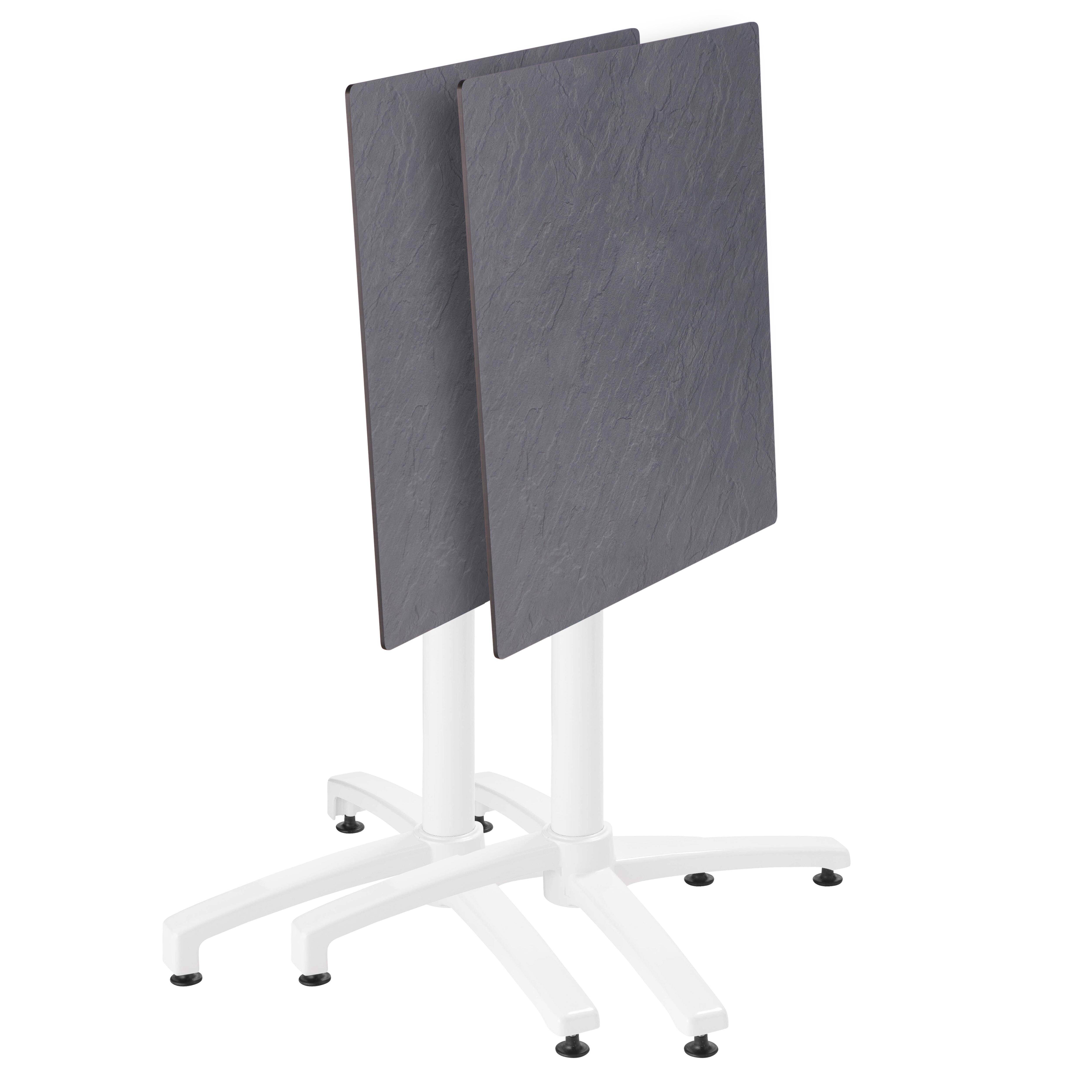 Oviala - Ensemble table 60 cm ardoise et 4 chaises en métal gris - Oviala - Image 3